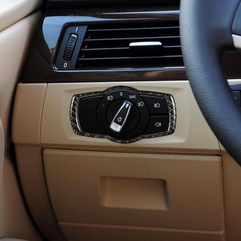 WINKA Carbon Fiber Interior Compatible with BMW 3 Series E90 328i 325i 330i Headlight Switch Button Frame Cover Trim for E92 E93 320i 335i Headlight Control Button Panel Sticker for Car Decorations in Saudi Arabia