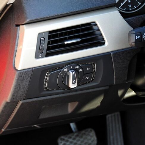 WINKA Carbon Fiber Interior Compatible with BMW 3 Series E90 328i 325i 330i Headlight Switch Button Frame Cover Trim for E92 E93 320i 335i Headlight Control Button Panel Sticker for Car Decorations in Saudi Arabia