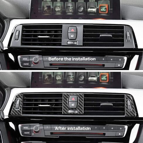 متوافق مع لوحة منفذ فتحة تهوية السيارة من ألياف الكربون الداخلية لسيارة BMW 3 Series 3GT F30 F34 2013 2014 2015 2016 2017 2018 2019 (3 ​​قطع باللون الأسود) in Kuwait