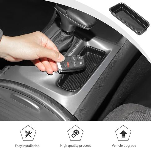 JWWY Gear Shift Storage Tray Trim Cover for 2015-2026+ Dodge Charger, Center Console Shifter Storage Decor, Carbon Fiber ABS in Kuwait