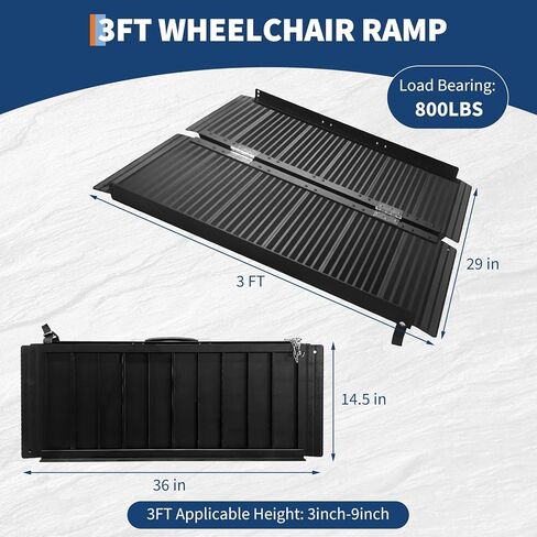 2FT Portable Wheelchair Ramp with Quick-Lock, Black Seamless Non-Slip Aluminum Folding Handicap Ramp,Threshold Ramp for Doorways, Wheel Chair Ramp for Home Steps, Loading Dock Plates in Saudi Arabia
