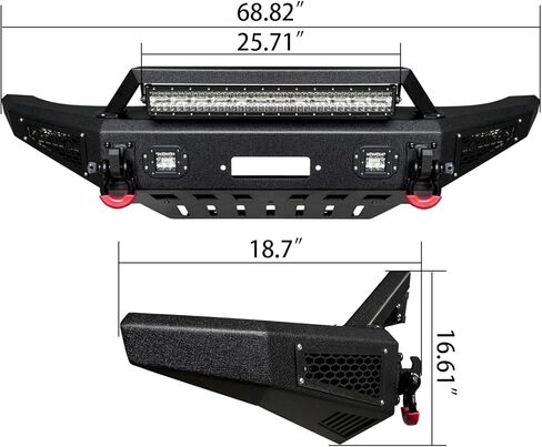 Front and Rear Bumper Textured Black w/Winch Plate & 5 LED Lights & 4 4.75T D-Rings & Compatible with 2007-2014 Toyota FJ Cruiser | Rock Climber in Saudi Arabia