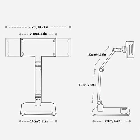 Portable Monitor Stand Desktop Holder Adjustable Mount 360 Degree Rotating Screen Holder Monitor Stand Replacement Flexible Display Mount for 5.5 to 11.4 Inches Screen in Saudi Arabia