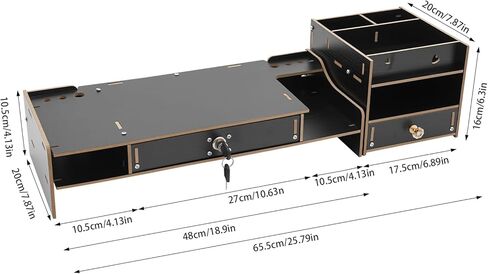 Wood Monitor Stand Riser, Exquisite Computer Riser for Desk with Storage Drawer, No Assembly Required, 2 Tier Computer Office Desk Top Monitor Shelf for Home Office in Saudi Arabia