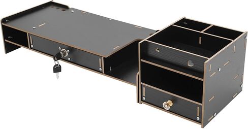 Wood Monitor Stand Riser, Exquisite Computer Riser for Desk with Storage Drawer, No Assembly Required, 2 Tier Computer Office Desk Top Monitor Shelf for Home Office in Saudi Arabia