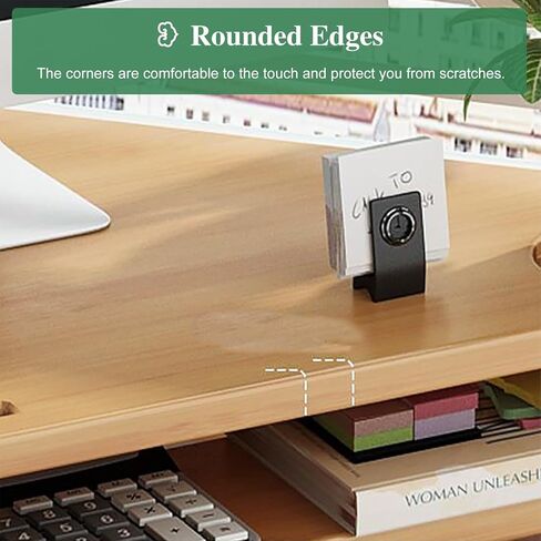 Corner Monitor Stand with 2 Tiers - Triangle Organizer for Desk, Phone Slots, 21-inch Office Stand for Printer & Accessories (Brown) - Space-Saving Design in Saudi Arabia