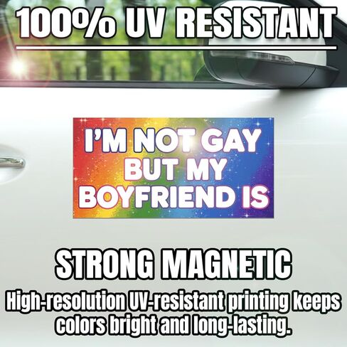 Magnet I'm Not Gay But My Boyfriend is Car Magnet Decal LGBTQWaterproof Vinyl Magnetic Bumper Sticker for Trucks Vans Refrigerators Cars 7.5x3.75in in Saudi Arabia