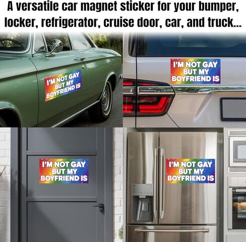 Magnet I'm Not Gay But My Boyfriend is Car Magnet Decal LGBTQWaterproof Vinyl Magnetic Bumper Sticker for Trucks Vans Refrigerators Cars 7.5x3.75in in Saudi Arabia