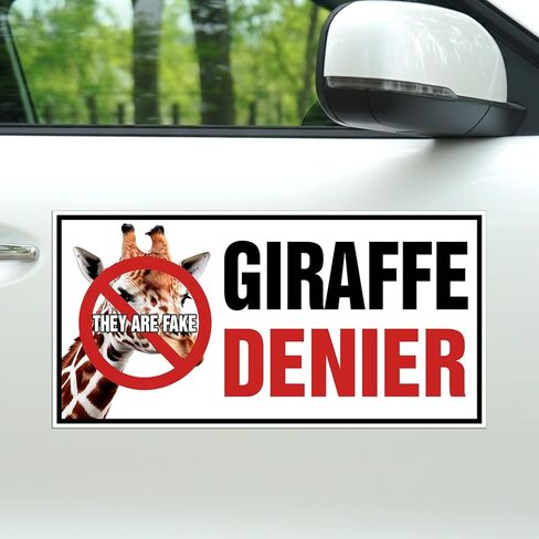 Magnet Giraffe Denier They are Fake Car Magnet Decal Waterproof Vinyl Magnetic Bumper Sticker for Trucks Vans Refrigerators Cars 7.5x3.75in in Saudi Arabia