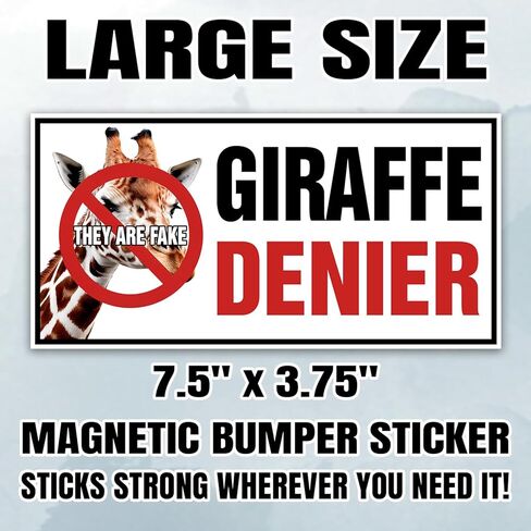 Magnet Giraffe Denier They are Fake Car Magnet Decal Waterproof Vinyl Magnetic Bumper Sticker for Trucks Vans Refrigerators Cars 7.5x3.75in in Saudi Arabia