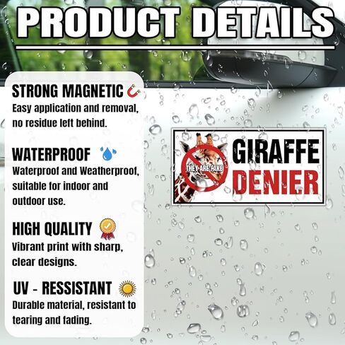 Magnet Giraffe Denier They are Fake Car Magnet Decal Waterproof Vinyl Magnetic Bumper Sticker for Trucks Vans Refrigerators Cars 7.5x3.75in in Saudi Arabia