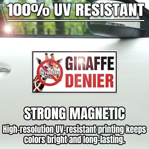 Magnet Giraffe Denier They are Fake Car Magnet Decal Waterproof Vinyl Magnetic Bumper Sticker for Trucks Vans Refrigerators Cars 7.5x3.75in in Saudi Arabia