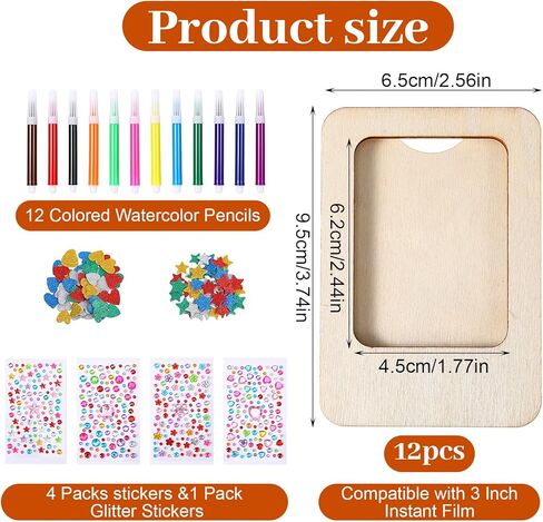 12 Pack Mini Picture Frame Painting Craft Kit Unfinished Magnetic Picture Photo Frame Kit with 12 Painting Color Pen and Stickers for DIY Craft Birthday Wedding Gifts in Kuwait