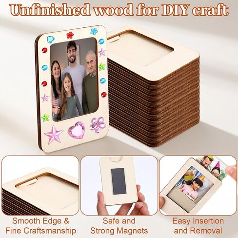 12 Pack Mini Picture Frame Painting Craft Kit Unfinished Magnetic Picture Photo Frame Kit with 12 Painting Color Pen and Stickers for DIY Craft Birthday Wedding Gifts in Kuwait