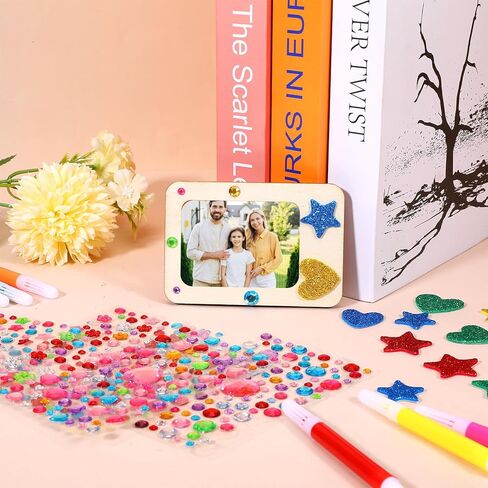 12 Pack Mini Picture Frame Painting Craft Kit Unfinished Magnetic Picture Photo Frame Kit with 12 Painting Color Pen and Stickers for DIY Craft Birthday Wedding Gifts in Kuwait