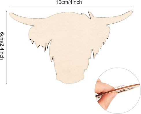 30 Pack 4 Inch Wood Cow Head Cutouts Unfinished Wood Cow Head Crafts Wooden Cow Head Hanging Ornaments DIY Craft Gift Tags for Home Party Decoration in Kuwait