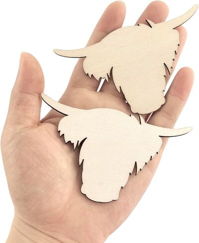 30 Pack 4 Inch Wood Cow Head Cutouts Unfinished Wood Cow Head Crafts Wooden Cow Head Hanging Ornaments DIY Craft Gift Tags for Home Party Decoration in Kuwait