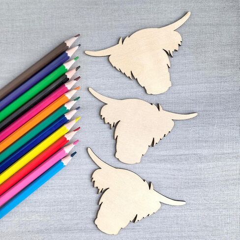 30 Pack 4 Inch Wood Cow Head Cutouts Unfinished Wood Cow Head Crafts Wooden Cow Head Hanging Ornaments DIY Craft Gift Tags for Home Party Decoration in Kuwait