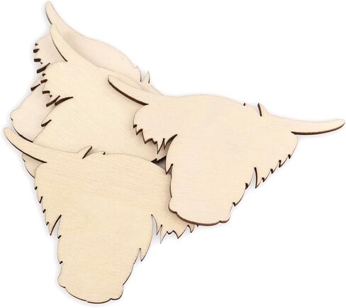 30 Pack 4 Inch Wood Cow Head Cutouts Unfinished Wood Cow Head Crafts Wooden Cow Head Hanging Ornaments DIY Craft Gift Tags for Home Party Decoration in Kuwait