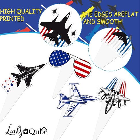 Fighter Jet Cupcake Toppers Fighter Jet Birthday Party Decorations 48Pcs Airplane Cupcake Picks Air Force Cake Decorations for Air Force Pilot Flight Birthday Baby Shower Supplies in Saudi Arabia