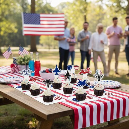 Fighter Jet Cupcake Toppers Fighter Jet Birthday Party Decorations 48Pcs Airplane Cupcake Picks Air Force Cake Decorations for Air Force Pilot Flight Birthday Baby Shower Supplies in Saudi Arabia