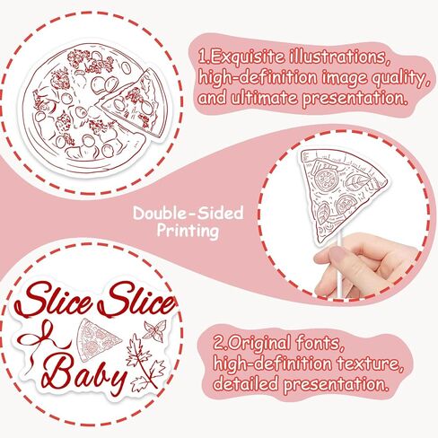 36PCS Slice Slice Baby Cupcake Toppers Italian Pizza Theme Baby Shower Cake Decorations Red Bow Italy Food Cupcake Pick for Boys Girls Pizza Cooking Party Decor Supplies in Saudi Arabia