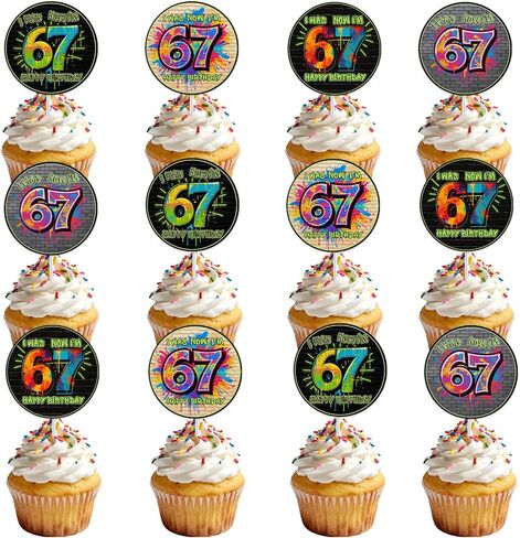 36PCS Hip Hop Six Seven Birthday Cupcake Toppers, I Was 6 Now I’m 7 Party Decorations, Double Sided Funny 7th Birthday Cake Picks for Boys Girls Six Seven Birthday Party Supplies in Kuwait