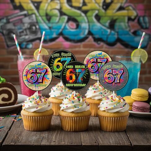 36PCS Hip Hop Six Seven Birthday Cupcake Toppers, I Was 6 Now I’m 7 Party Decorations, Double Sided Funny 7th Birthday Cake Picks for Boys Girls Six Seven Birthday Party Supplies in Kuwait