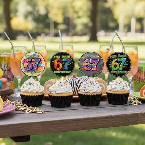 36PCS Hip Hop Six Seven Birthday Cupcake Toppers, I Was 6 Now I’m 7 Party Decorations, Double Sided Funny 7th Birthday Cake Picks for Boys Girls Six Seven Birthday Party Supplies in Kuwait