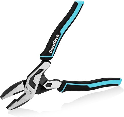 DURATECH 8-Inch Compound Lineman's Pliers, Gen 2 Dual Pivot High-Leverage Design for Ultra Labor-Saving, CR-V Steel Linesman Pliers with Wire Cutter & TPR Grip in Kuwait