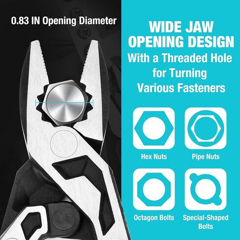 DURATECH 8-Inch Compound Lineman's Pliers, Gen 2 Dual Pivot High-Leverage Design for Ultra Labor-Saving, CR-V Steel Linesman Pliers with Wire Cutter & TPR Grip in Kuwait