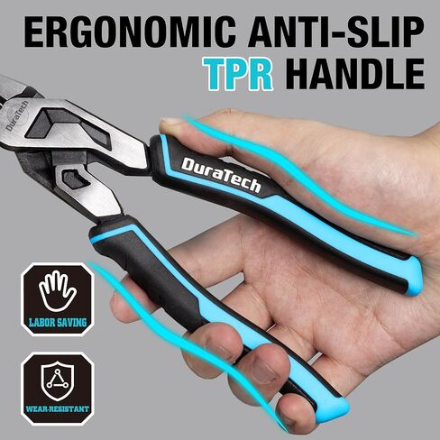 DURATECH 8-Inch Compound Lineman's Pliers, Gen 2 Dual Pivot High-Leverage Design for Ultra Labor-Saving, CR-V Steel Linesman Pliers with Wire Cutter & TPR Grip in Kuwait