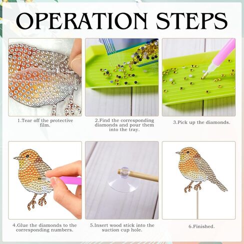 JHGCVX 8 Pcs Hummingbird Diamond Art Kits for Adults, Small Hummingbird Stakes Diamond Painting Kit for Garden Home Decoration in Saudi Arabia