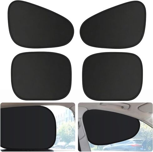 4 Pack Car Window Shades, Electrostatic Adsorption Blackout Sun Shade for Side Windows, UV Blocking Privacy Curtains for Baby, Camping, Napping, Sleeping, Universal Fit for Most Cars SUVs in Saudi Arabia