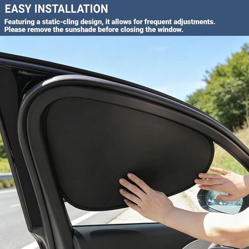 4 Pack Car Window Shades, Electrostatic Adsorption Blackout Sun Shade for Side Windows, UV Blocking Privacy Curtains for Baby, Camping, Napping, Sleeping, Universal Fit for Most Cars SUVs in Saudi Arabia