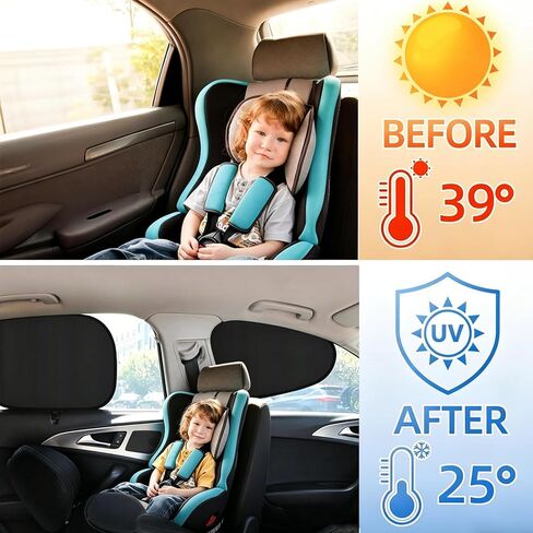 4 Pack Car Window Shades, Electrostatic Adsorption Blackout Sun Shade for Side Windows, UV Blocking Privacy Curtains for Baby, Camping, Napping, Sleeping, Universal Fit for Most Cars SUVs in Saudi Arabia