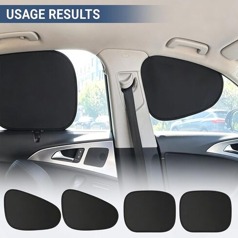 4 Pack Car Window Shades, Electrostatic Adsorption Blackout Sun Shade for Side Windows, UV Blocking Privacy Curtains for Baby, Camping, Napping, Sleeping, Universal Fit for Most Cars SUVs in Saudi Arabia