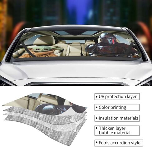 Funny Windshield Sun Shade for Car SUV Truck 29.9x55 inches, Car Windshield Sun Shade Blocks Uv Rays Sun Visor Protector Keep Your Vehicle Cool in Kuwait