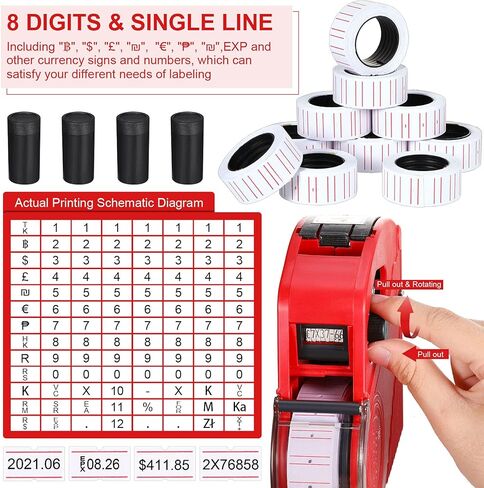Honoson 5117 Pieces Price Tag for Clothing Price Marking Labeler Clothes Garment Label Machine Attacher Applicator Plastic Fasteners Barb Ink Roller Tag Needle Label Sticker(Red, Green) in Kuwait