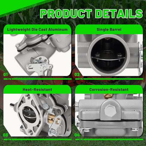 LEAPTREND LZ63C Carburetor Carb Kit متوافق مع محرك Zenith Updraft Gas Wisconsin L63S1 VH4D 2-1/4" Mount 1957-1976، استبدال 12098 12098B 12229 in Kuwait