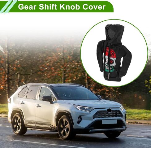 Universal 11x15.5cm/4.33"x6.1" Gear Shift Knob Cover Stick Shifting Handle Protector Polyester 1 Pc Skeleton Hoodie Style Red Grey Green Black in Kuwait