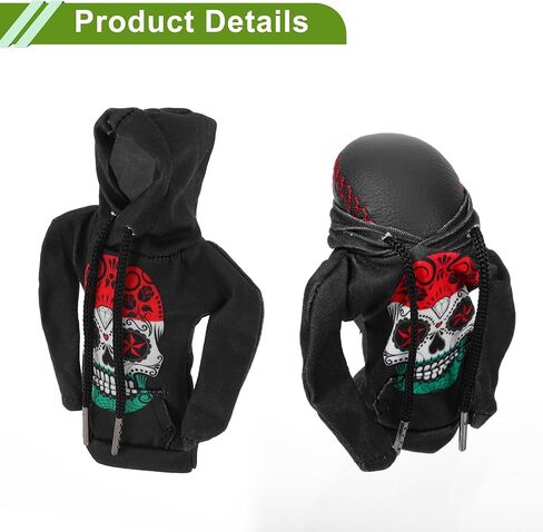 Universal 11x15.5cm/4.33"x6.1" Gear Shift Knob Cover Stick Shifting Handle Protector Polyester 1 Pc Skeleton Hoodie Style Red Grey Green Black in Kuwait