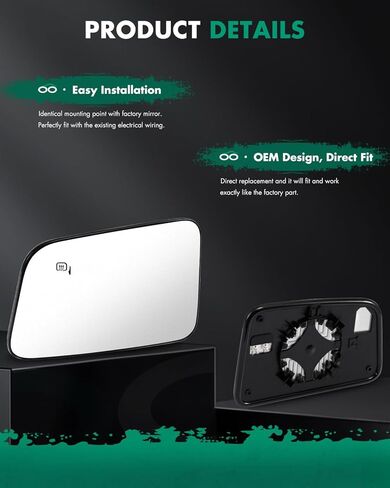 SCITOO Driver Side Mirror Glass Compatible with 2007 2008 2009 2010 2011 For Ford Edge 2007-2010 For Lincoln MKX Heating Chrome Left Outside Exterior Mirror Glass in Kuwait