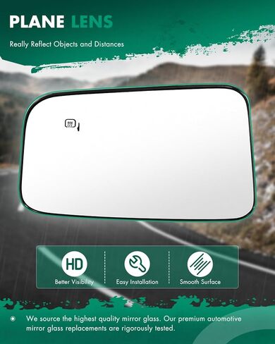 SCITOO Driver Side Mirror Glass Compatible with 2007 2008 2009 2010 2011 For Ford Edge 2007-2010 For Lincoln MKX Heating Chrome Left Outside Exterior Mirror Glass in Kuwait