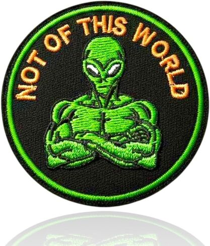 These are Things Not of This World Embroidered Patch 3 inch, Alien Patches Iron On, Planet Iron On Patches, Green Alien Patch, Alien Patch Large in Saudi Arabia