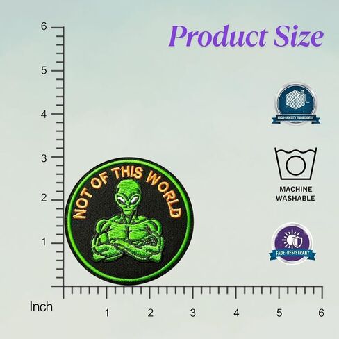 These are Things Not of This World Embroidered Patch 3 inch, Alien Patches Iron On, Planet Iron On Patches, Green Alien Patch, Alien Patch Large in Saudi Arabia