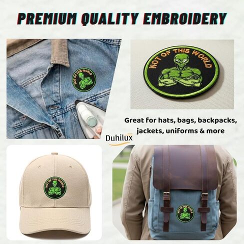 These are Things Not of This World Embroidered Patch 3 inch, Alien Patches Iron On, Planet Iron On Patches, Green Alien Patch, Alien Patch Large in Saudi Arabia