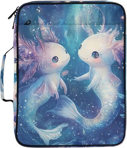 ALAZA Cute Axolotl Mermaid 3 Ring Binder Bag with 7-Pocket Accordion File Organizer, Letter Size, Expandable Filing Folder Portfolio & Case Ring Binders in Kuwait