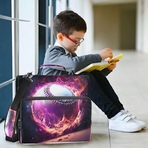 ALAZA البيسبول لهب السحر زيبر الموثق 3 حلقة الموثق المنظم مع سحاب وحزام الكتف سعة كبيرة متعددة جيب للعمل اللوازم المكتبية in Kuwait