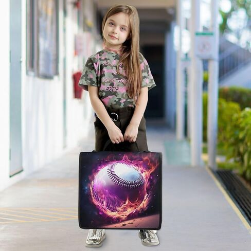 ALAZA البيسبول لهب السحر زيبر الموثق 3 حلقة الموثق المنظم مع سحاب وحزام الكتف سعة كبيرة متعددة جيب للعمل اللوازم المكتبية in Kuwait
